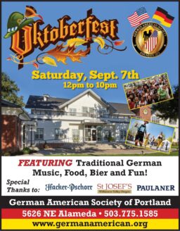 The German American Society presents: Octoberfest, Sept. 7